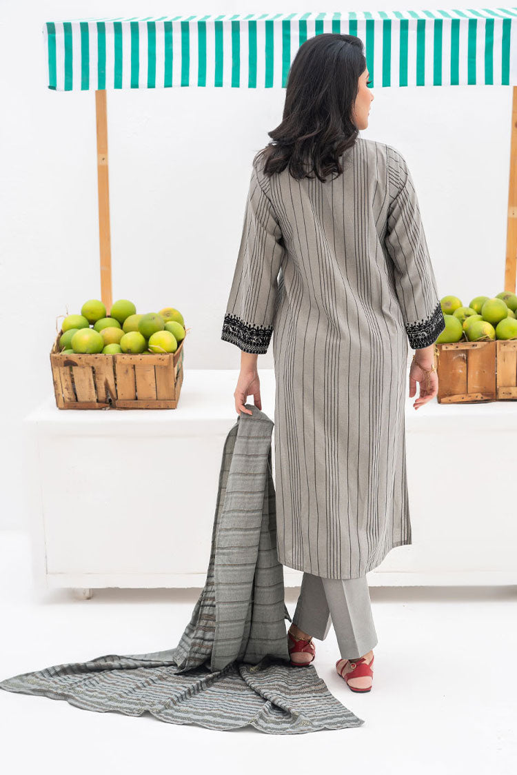 Picture of Senorita - LAD-02449 | Grey & Black | Casual 3 Piece Suit | Karandi Fabric - Available at Raja Sahib