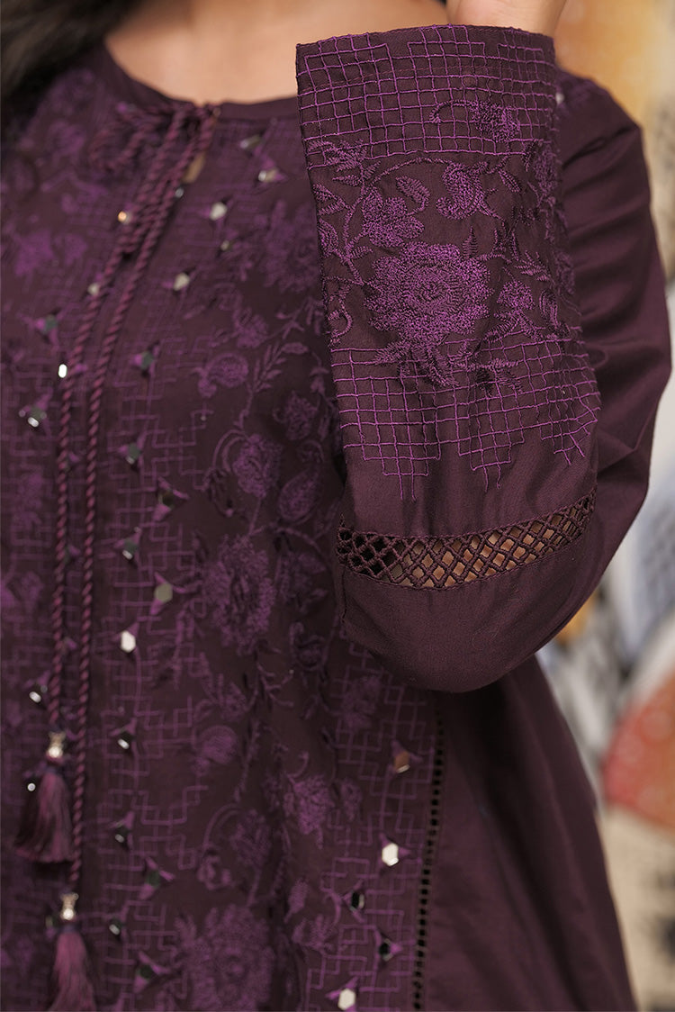 Picture of Senorita - LBD-01806 | Purple | Casual Plus 3 Piece Suit | Cotton Plain Cambric - Available at Raja Sahib