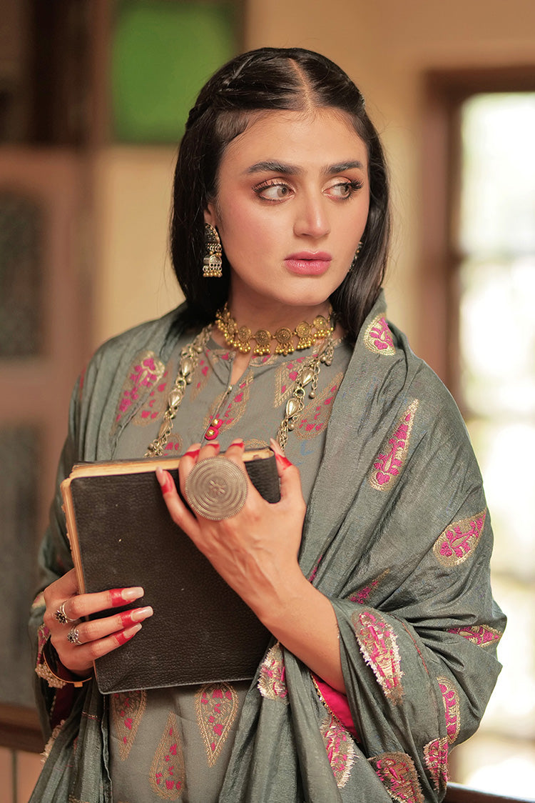 Picture of Senorita - LBD-02278 | Grey Multicolor | Casual 3 Piece Suit  | Cotton Jacquard Meena - Available at Raja Sahib