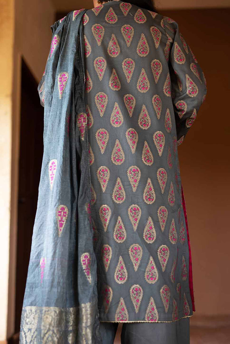 Picture of Senorita - LBD-02278 | Grey Multicolor | Casual 3 Piece Suit  | Cotton Jacquard Meena - Available at Raja Sahib