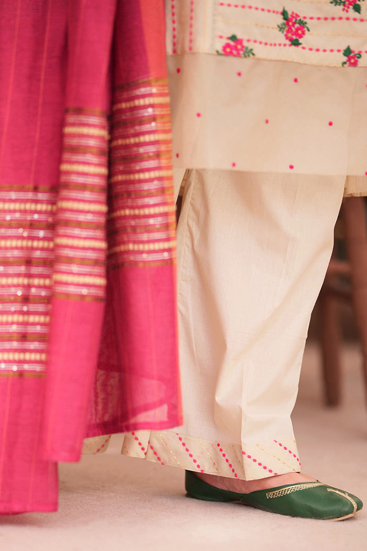 Picture of Senorita - LBD-02340 | Fawn & pink | Casual 3 Piece Suit  | Cotton Dobby - Available at Raja Sahib