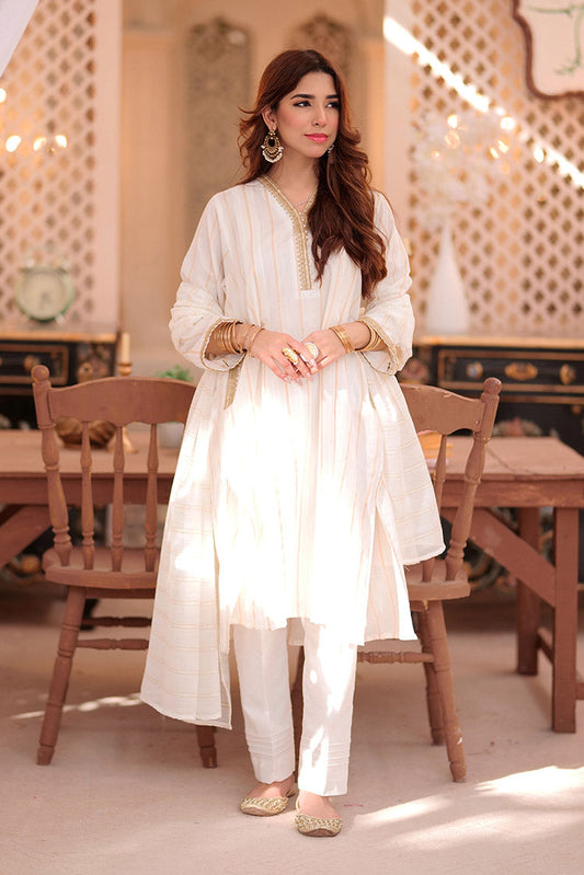 Picture of Senorita - LAD-02351 | White | Casual 3 Piece Suit  | Cotton Dobby - Available at Raja Sahib