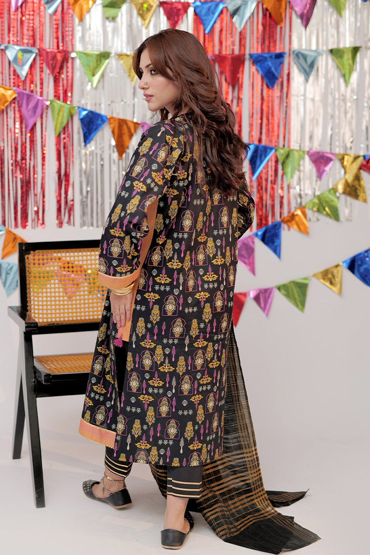 Picture of Senorita - LBD-02532 | Black & Gold | Casual Plus 3 Piece Suit  | Cotton Gold Print Lawn - Available at Raja Sahib