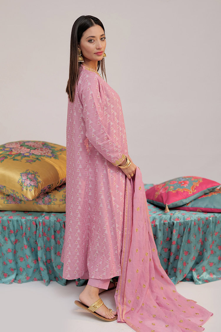 Picture of Senorita - LBD-02559 | Pink & Multicolor | Casual plus 3 Piece Suit  | Cotton Yarn dyed Jacquard - Available at Raja Sahib