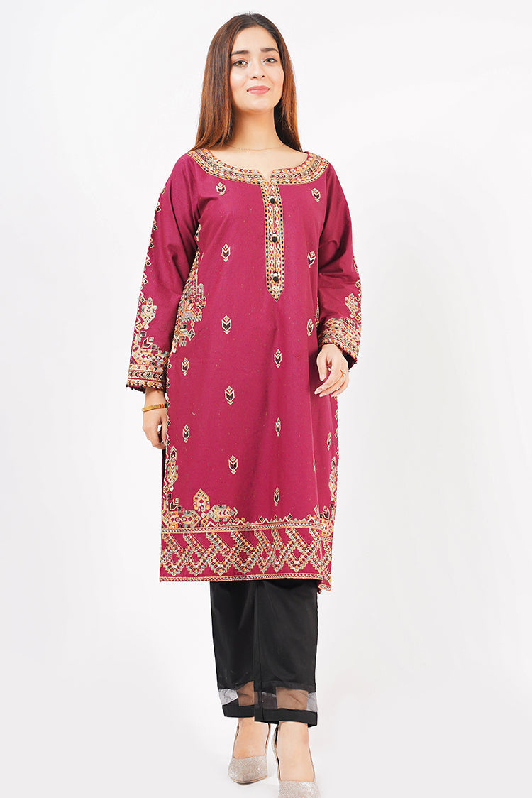 Picture of Ellena - Printed Khaddar Shirt - Available at Raja Sahib