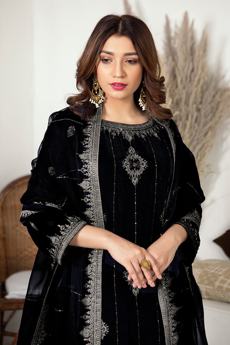 Picture of Ellena - Embroidered Velvet 3-PC Suit - Available at Raja Sahib