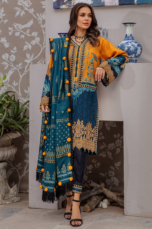 Picture of Ellena - V1-06 Khaddar Winter Shawl Unstitched 3-PC Suit - Available at Raja Sahib