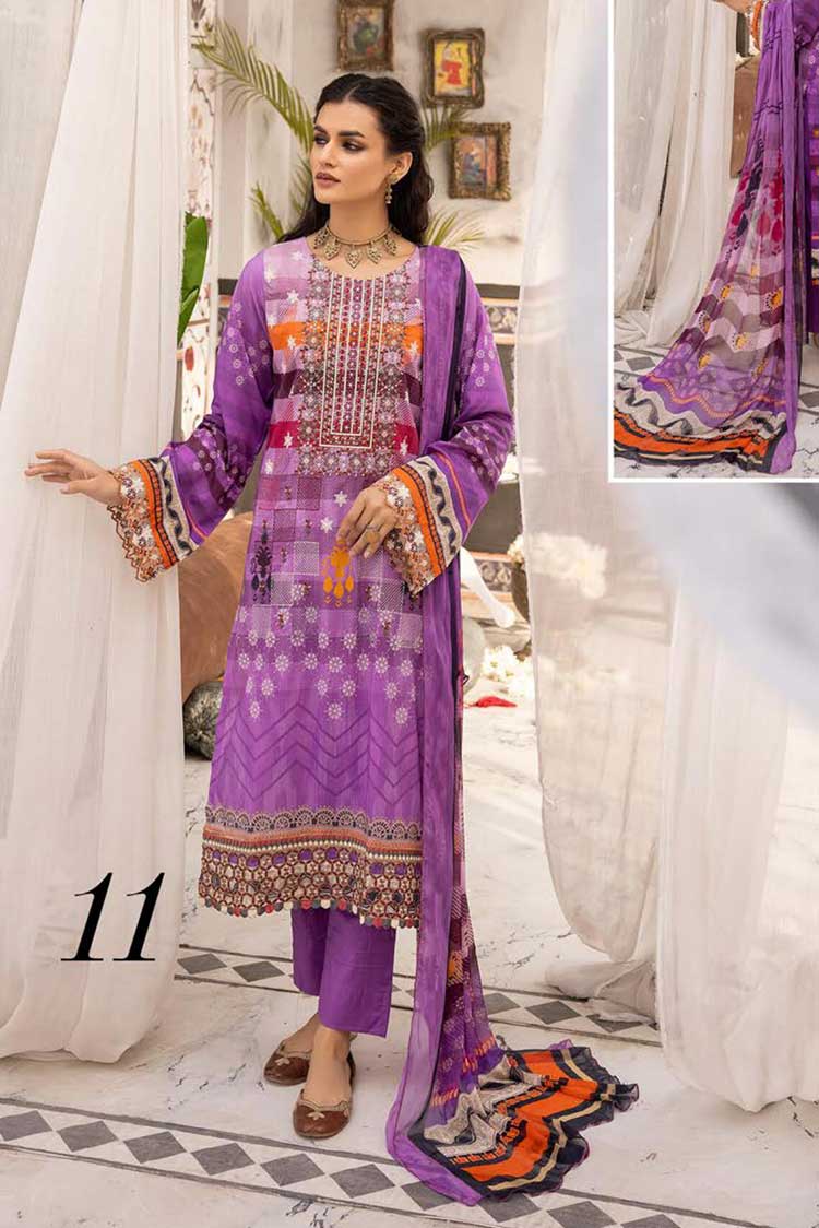 Picture of <!--wc-->Shaista - Design 11 Haram Embroidered Lawn Collection - Available at Raja Sahib