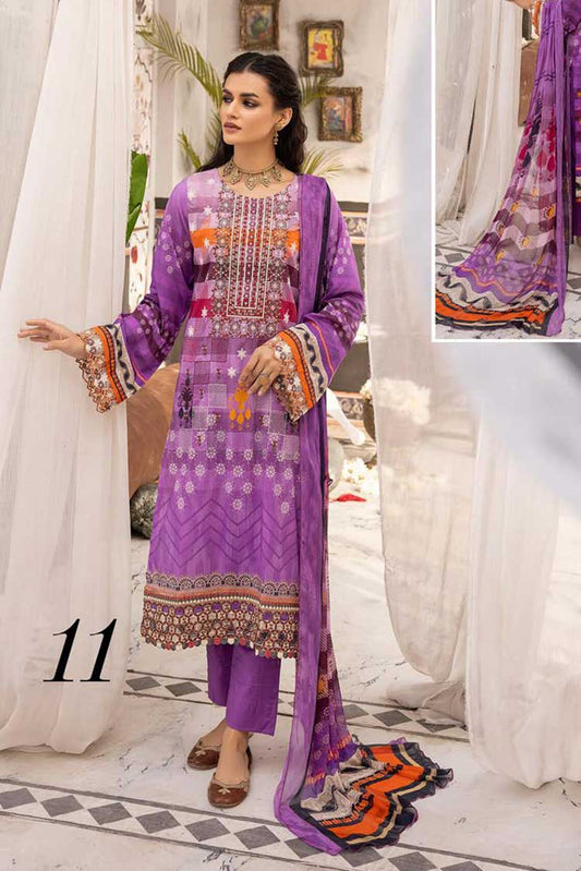 Picture of <!--wc-->Shaista - Design 11 Haram Embroidered Lawn Collection - Available at Raja Sahib