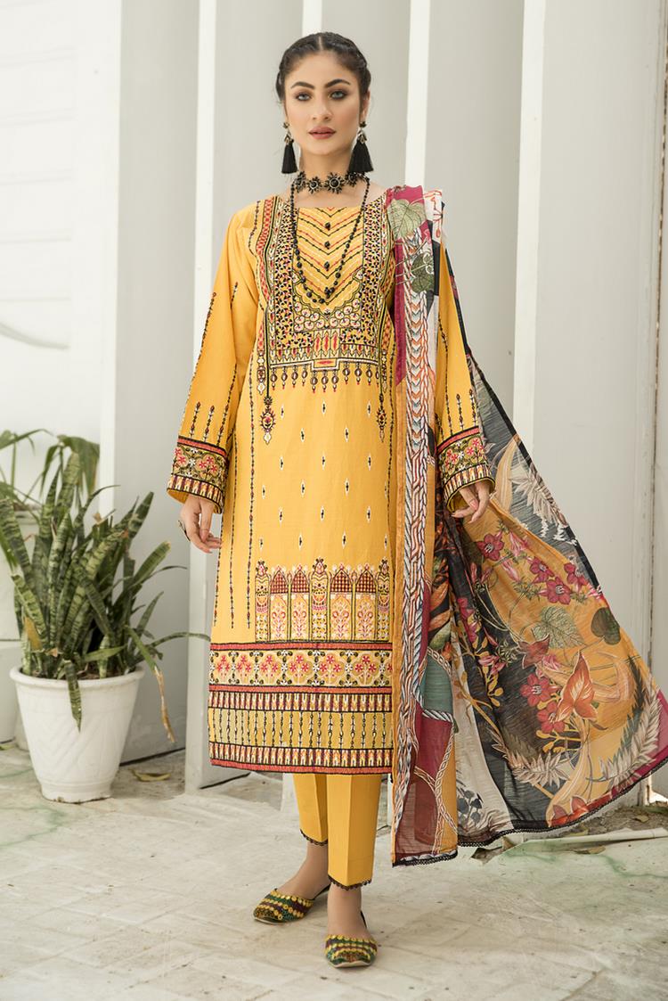 Picture of Ellena - 3-PC Stitched Cambric Cotton Suit - Available at Raja Sahib