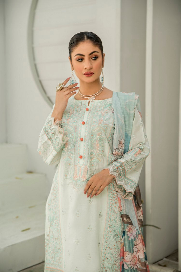 Picture of Ellena - 3-PC Stitched Cambric Cotton Suit - Available at Raja Sahib