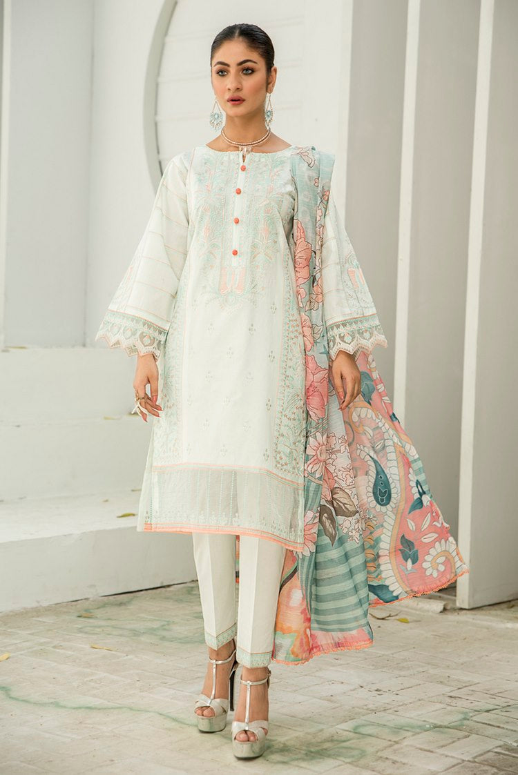 Picture of Ellena - 3-PC Stitched Cambric Cotton Suit - Available at Raja Sahib