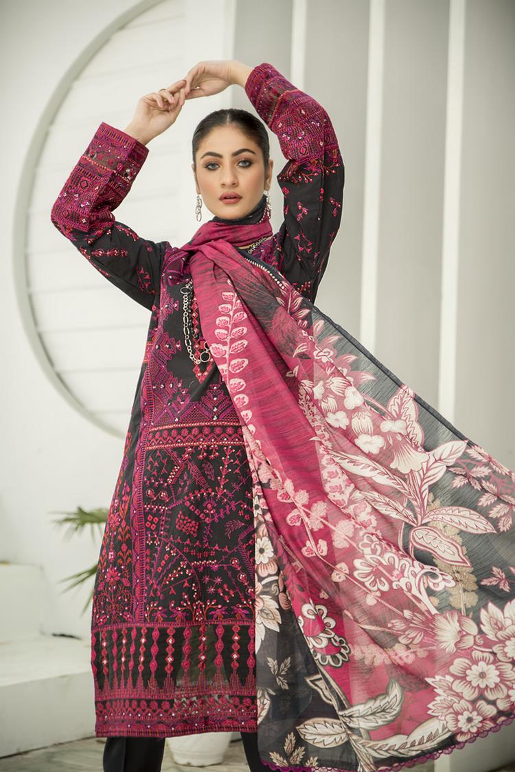 Picture of Ellena - 3-PC Stitched Cambric Cotton Suit - Available at Raja Sahib