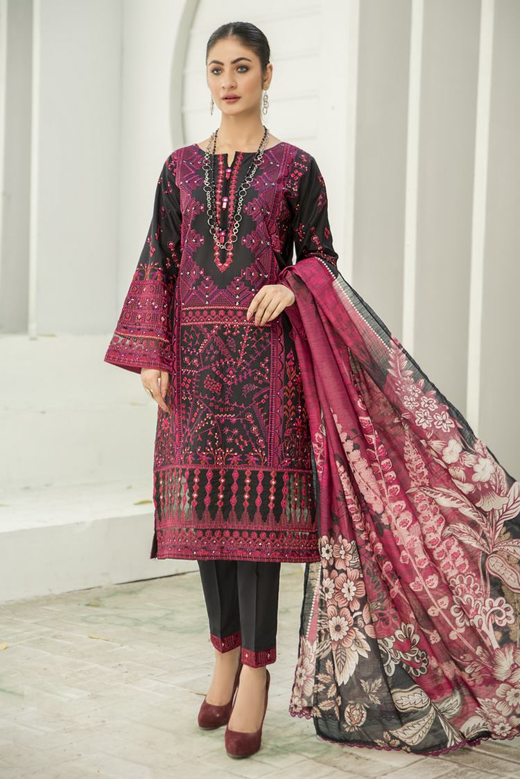 Picture of Ellena - 3-PC Stitched Cambric Cotton Suit - Available at Raja Sahib