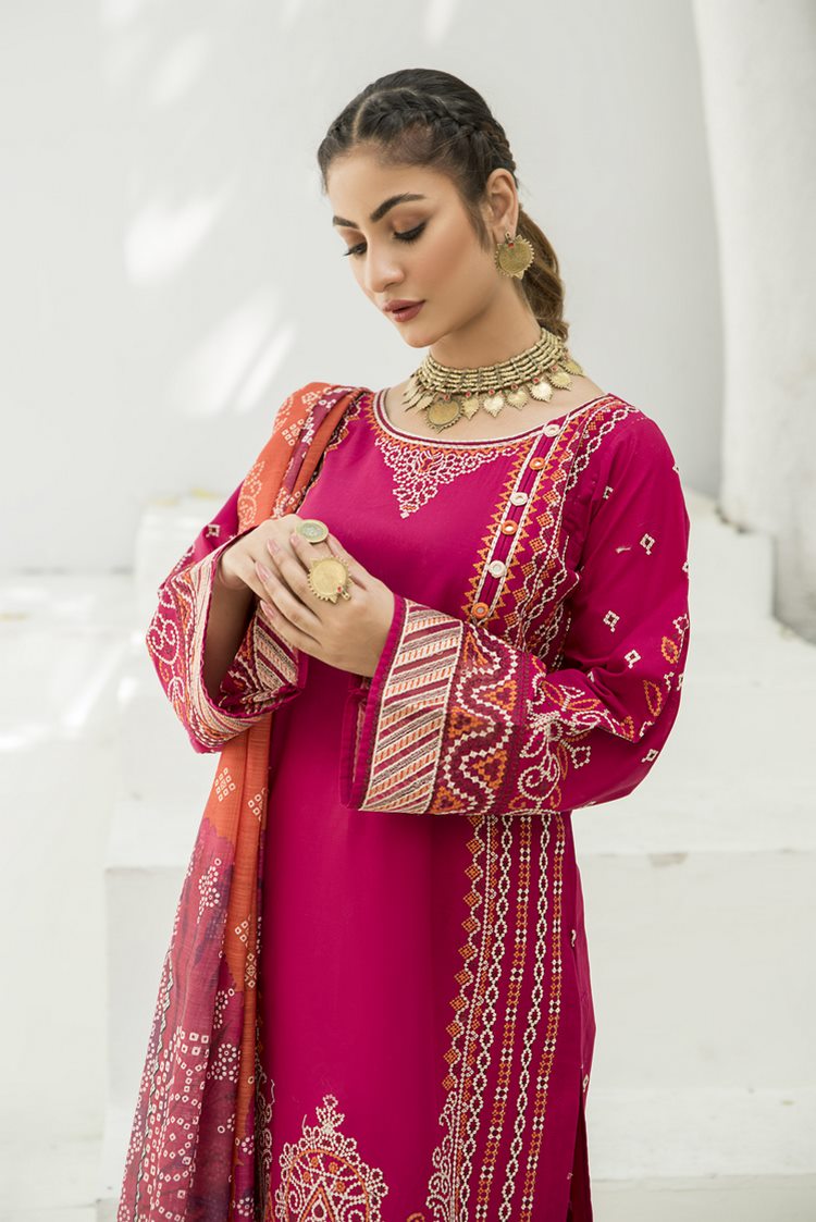 Picture of Ellena - 3-PC Stitched Cambric Cotton Suit - Available at Raja Sahib