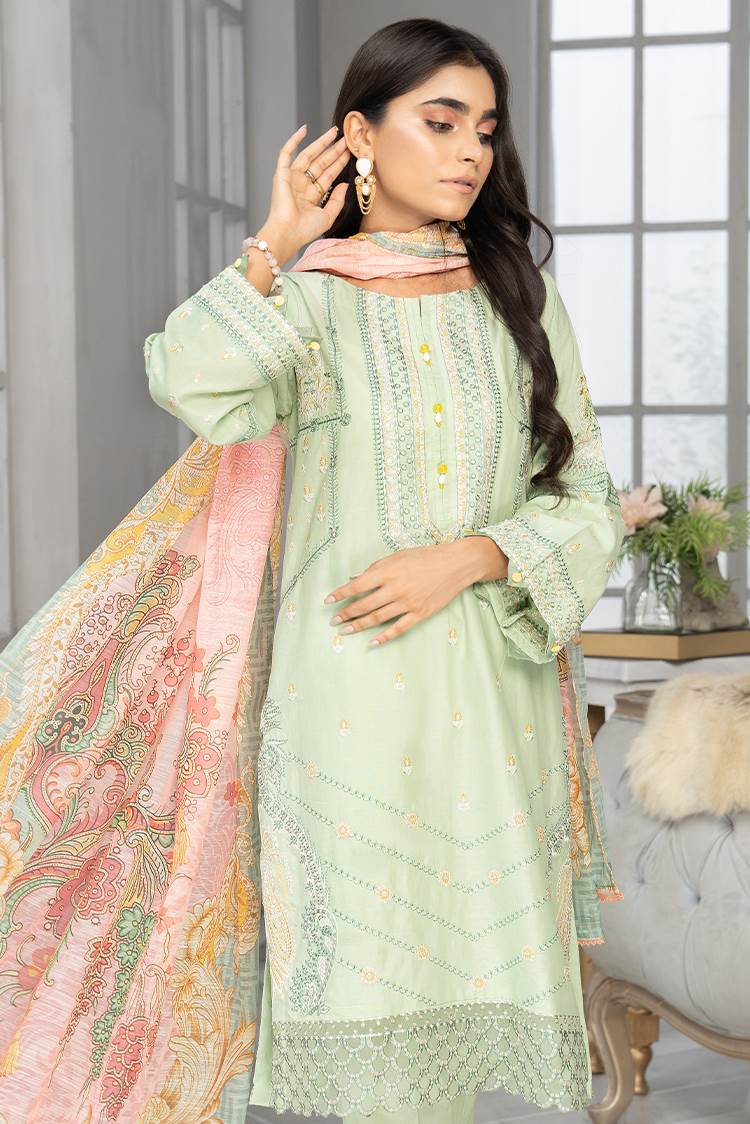 Picture of Ellena - 3-PC Stitched Cambric Cotton Suit - Available at Raja Sahib