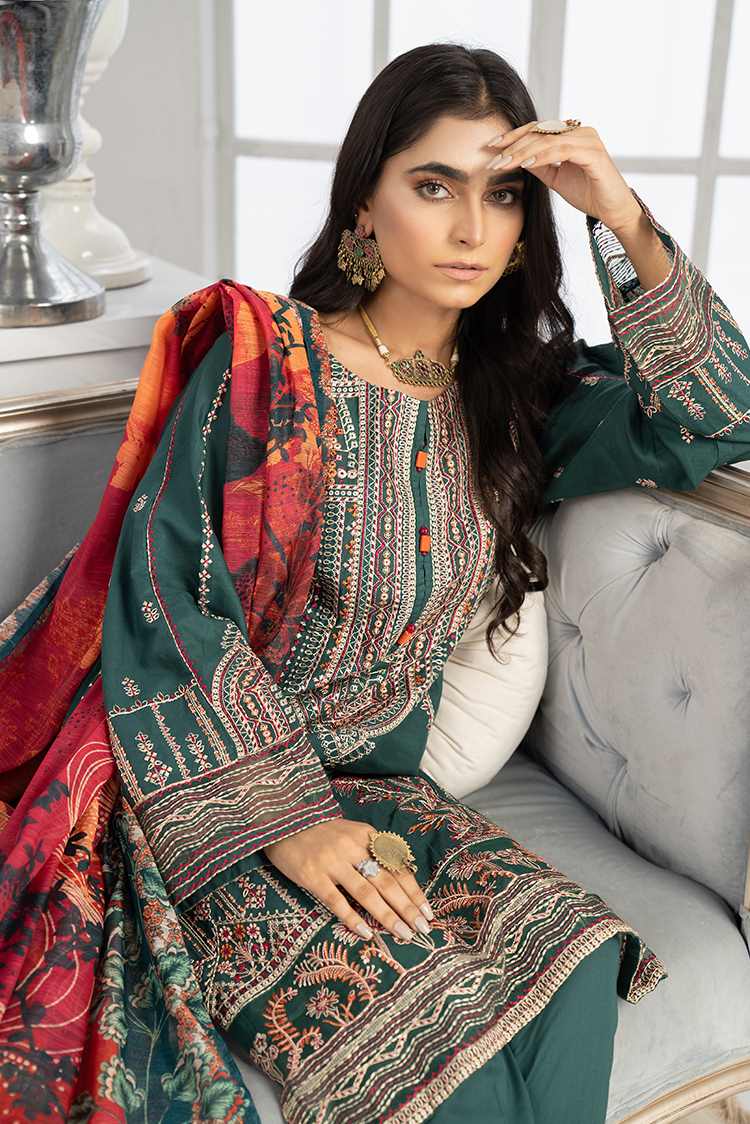 Picture of Ellena - 3-PC Stitched Cambric Cotton Suit - Available at Raja Sahib