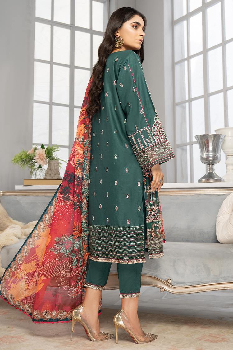 Picture of Ellena - 3-PC Stitched Cambric Cotton Suit - Available at Raja Sahib