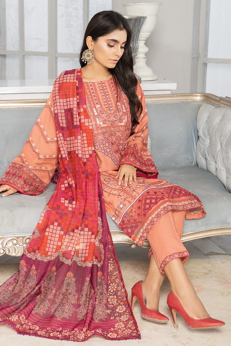 Picture of Ellena - 3-PC Stitched Cambric Cotton Suit - Available at Raja Sahib
