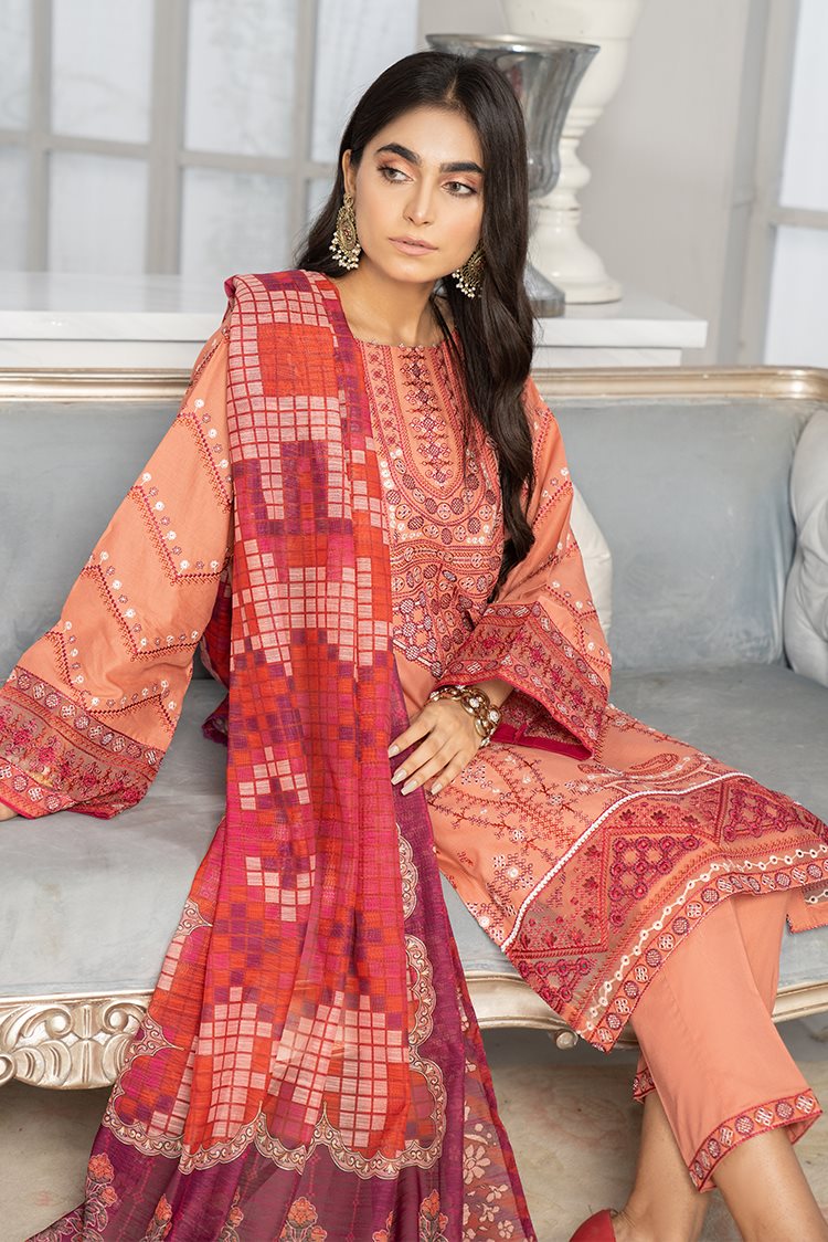 Picture of Ellena - 3-PC Stitched Cambric Cotton Suit - Available at Raja Sahib