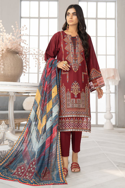 Picture of Ellena - 3-PC Stitched Cambric Cotton Suit - Available at Raja Sahib