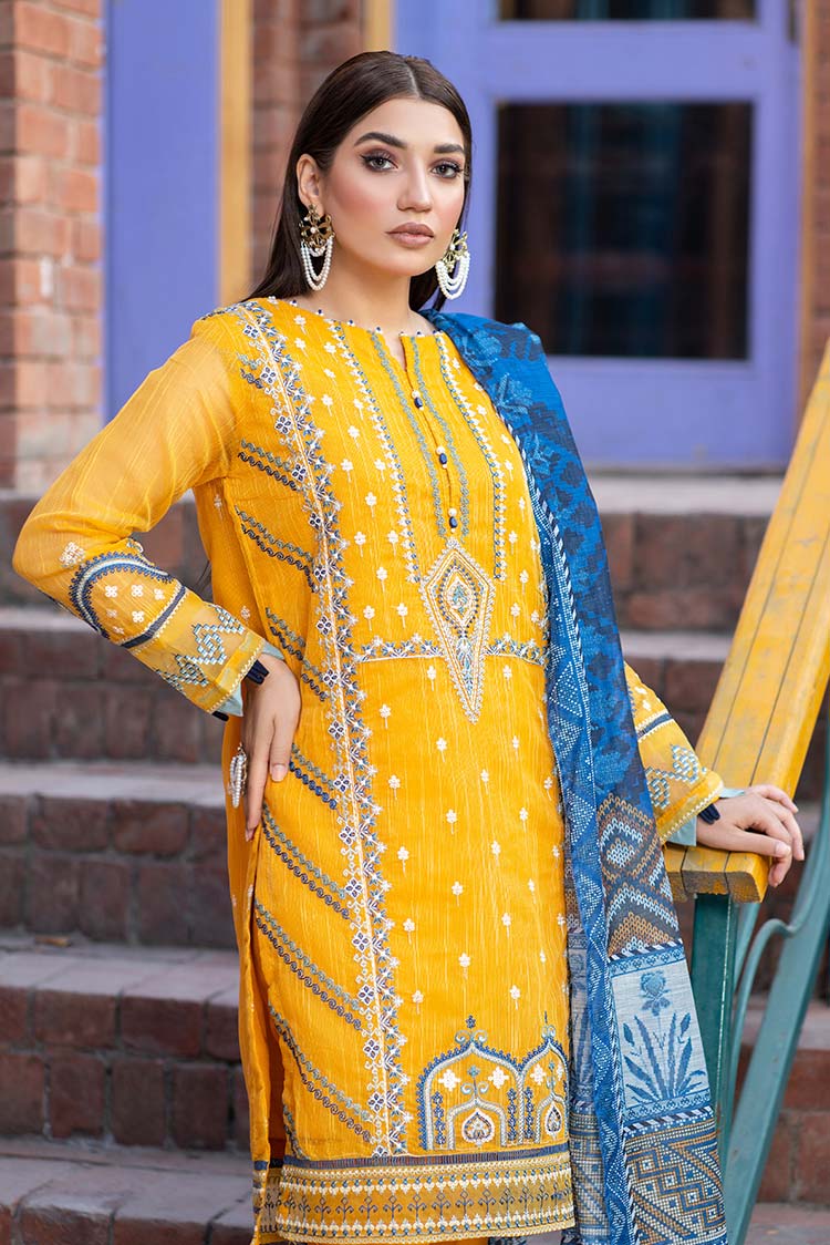 Picture of Ellena - 3-PC Stitched Cotton Net Suit - Available at Raja Sahib