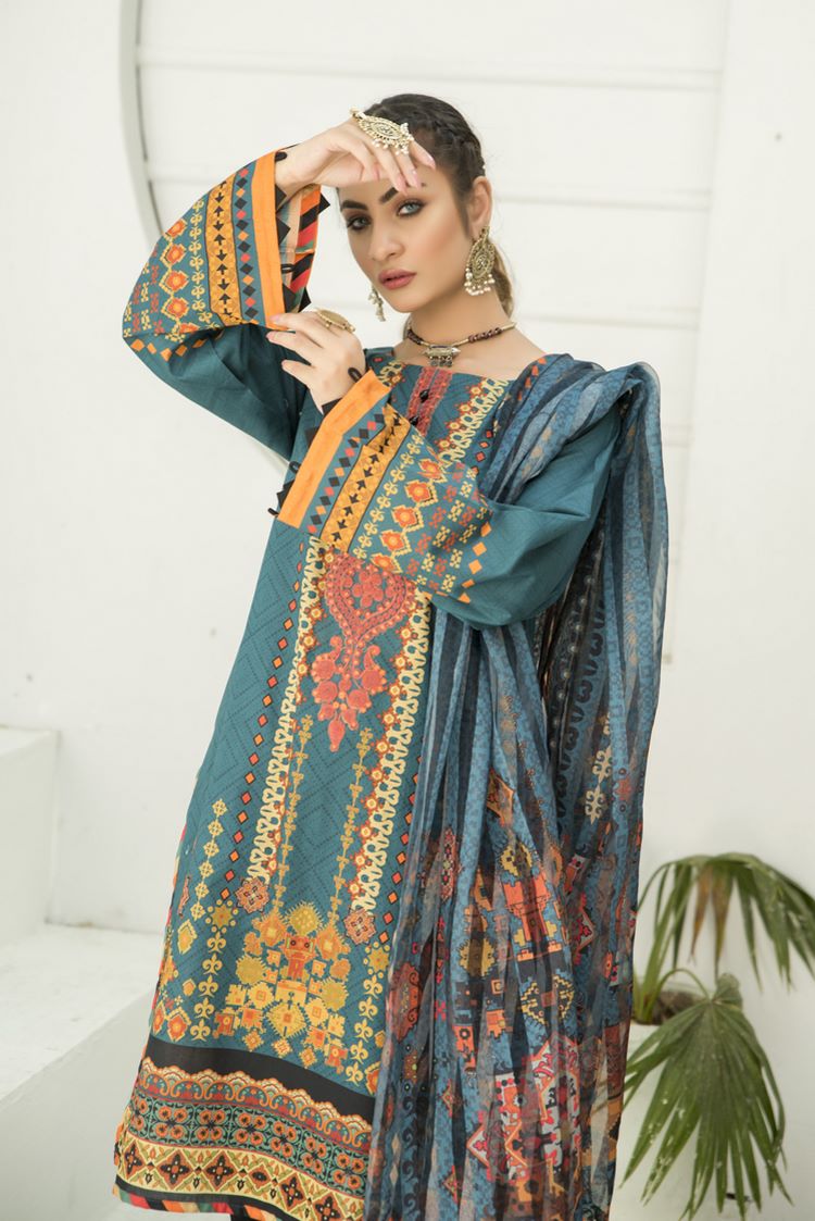 Picture of Ellena - 3-PC Stitched Lawn Suit - Available at Raja Sahib