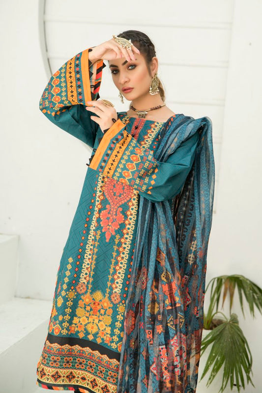 Picture of Ellena - 3-PC Stitched Lawn Suit - Available at Raja Sahib