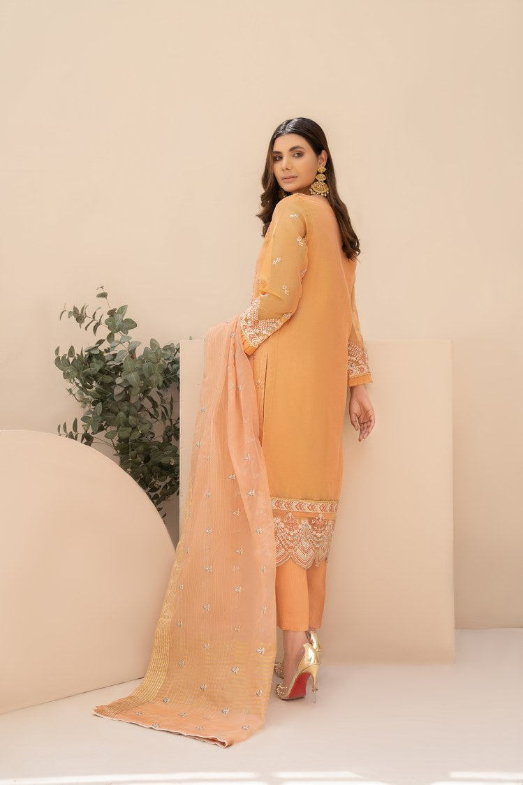 Picture of Ellena - 3-PC Stitched Zari Net Suit - Available at Raja Sahib