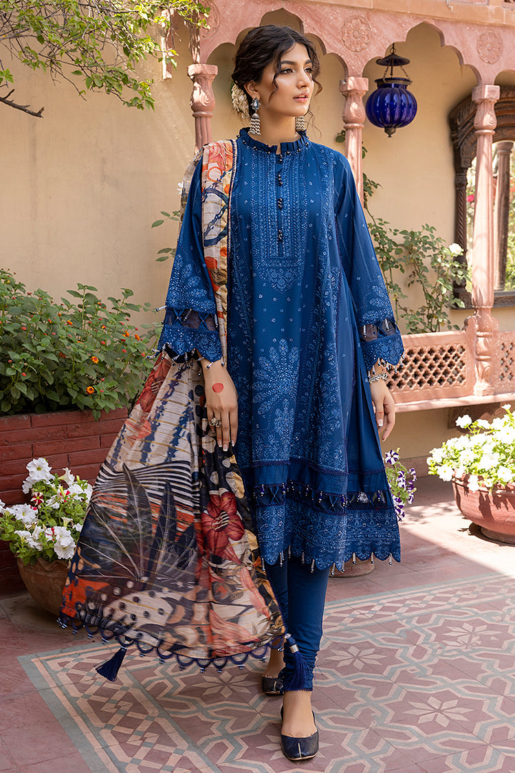 Picture of Ellena - 3-PC Unstitched Embroidered Chikankari Lawn Suit - Available at Raja Sahib