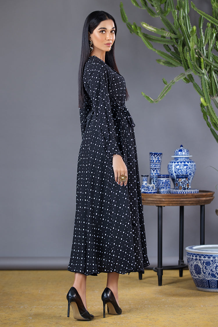 Picture of Ellena - Mini Polka Dot Print Georgette Dress - Available at Raja Sahib