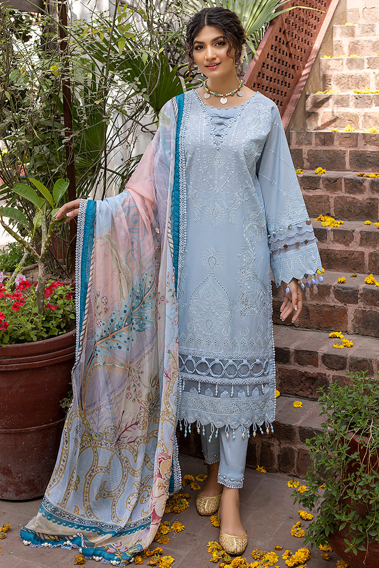 Picture of Ellena - 3-PC Unstitched Embroidered Chikankari Lawn Suit - Available at Raja Sahib