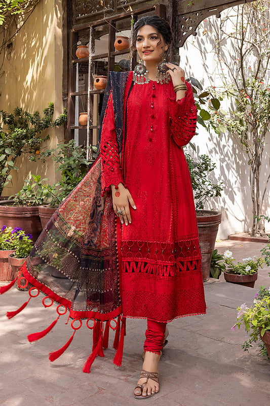 Picture of Ellena - 3-PC Unstitched Embroidered Chikankari Lawn Suit - Available at Raja Sahib
