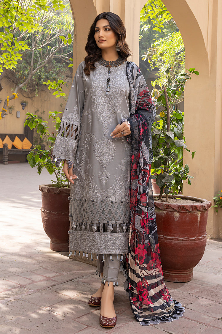 Picture of Ellena - 3-PC Unstitched Embroidered Chikankari Lawn Suit - Available at Raja Sahib